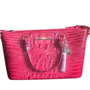 Brahmin Vibrant Pink Embossed Tote